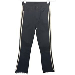 MOTHER‎ Women's The Insider Crop Step Fray Jeans Black Racer Stripe Denim 25